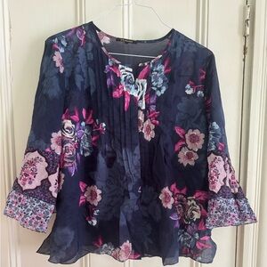 Kobi Halperin Floral Flutter Sleeve Blouse